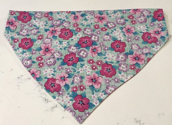 Pretty Teal and pink flowers dog bandana front