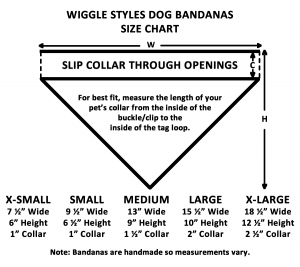 Wiggle Styles Dog Bandana Size Chart